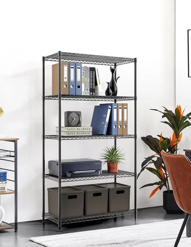Alt view image 2 of 7 - YSSOA 5-Tier Heavy Duty Storage Shelving Unit, 1250 Lbs Loading Capacity, 29.92" W x 13.98" D x 61.02" H, Black