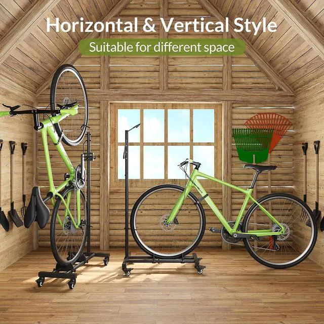 Alt view image 3 of 7 - Sttoraboks Vertical Bike Stand with Wheels, Indoor Bike Storage Rack