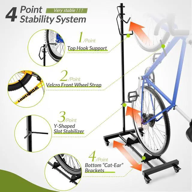 Alt view image 4 of 7 - Sttoraboks Vertical Bike Stand with Wheels, Indoor Bike Storage Rack