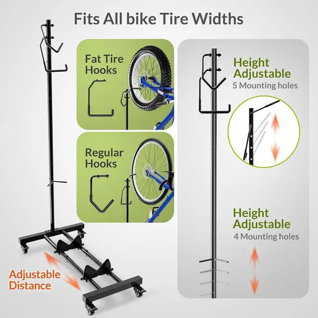 Alt view image 7 of 7 - Sttoraboks Vertical Bike Stand with Wheels, Indoor Bike Storage Rack