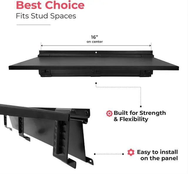 Alt view image 5 of 7 - TIDYME Garage Tool Organizer Wall Mount 64", 2 Shelves & 4 Single Hooks