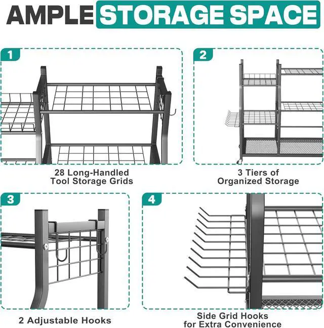 Alt view image 3 of 7 - EVERHANGER Garden Tool Organizer Stand, Garage Tool Storage Organization