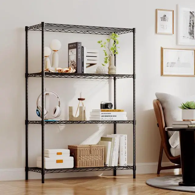 Alt view image 2 of 7 - BestOffice | 4-Tier Wire Shelf | 36" x 14" x 54" | Black