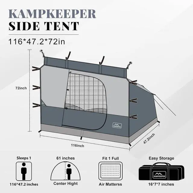 Alt view image 3 of 7 - KAMPKEEPER Side Tent,1/2 Person Camping Tent for 10' x 10' Pop Up Canopy