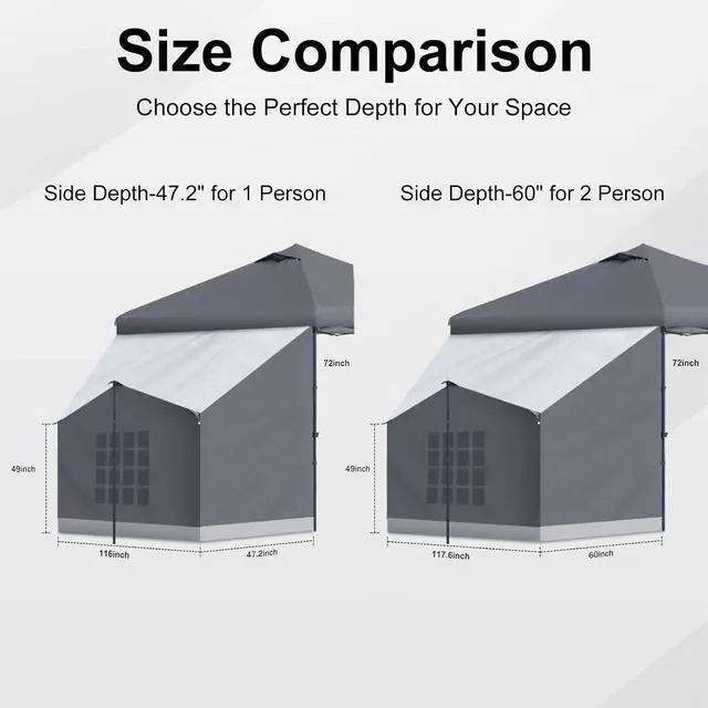 Alt view image 5 of 7 - KAMPKEEPER Side Tent,1/2 Person Camping Tent for 10' x 10' Pop Up Canopy