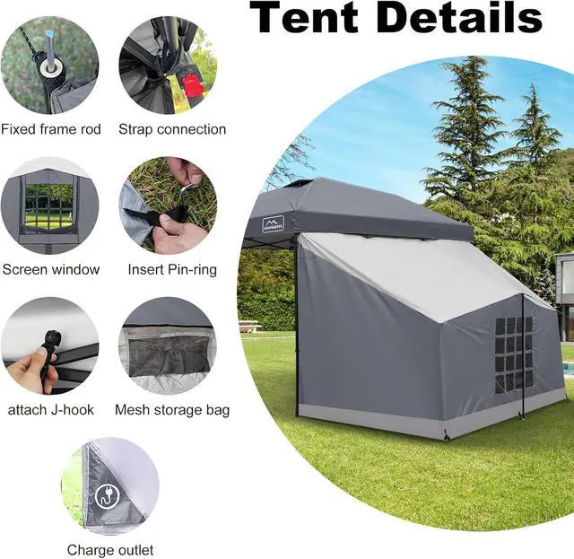 Alt view image 6 of 7 - KAMPKEEPER Side Tent,1/2 Person Camping Tent for 10' x 10' Pop Up Canopy