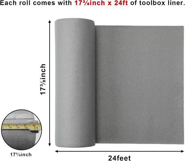 Alt view image 2 of 7 - CASOMAN Professional Tool Box and Drawer Liner, Grey, Easy Cut Non-Slip Foam Rubber Toolbox Drawer Liner Mat - Adjustable Thick Cabinet Liners, 17 inch (Wide) X 24feet (Long)