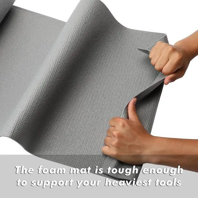 Alt view image 4 of 7 - CASOMAN Professional Tool Box and Drawer Liner, Grey, Easy Cut Non-Slip Foam Rubber Toolbox Drawer Liner Mat - Adjustable Thick Cabinet Liners, 17 inch (Wide) X 24feet (Long)