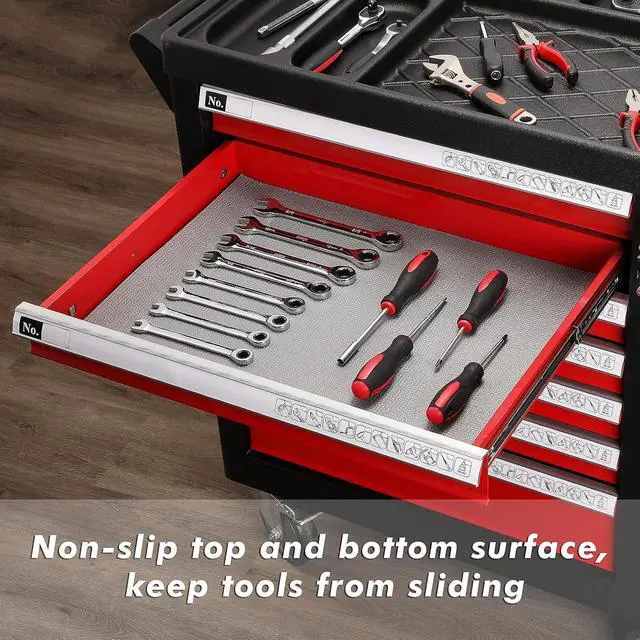 Alt view image 6 of 7 - CASOMAN Professional Tool Box and Drawer Liner, Grey, Easy Cut Non-Slip Foam Rubber Toolbox Drawer Liner Mat - Adjustable Thick Cabinet Liners, 17 inch (Wide) X 24feet (Long)