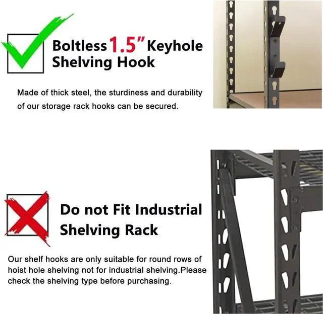 Alt view image 4 of 7 - Wallmaster Boltless Shelving Hooks for 1.5 inch Keyhole Shelving Unit 7 Pcs