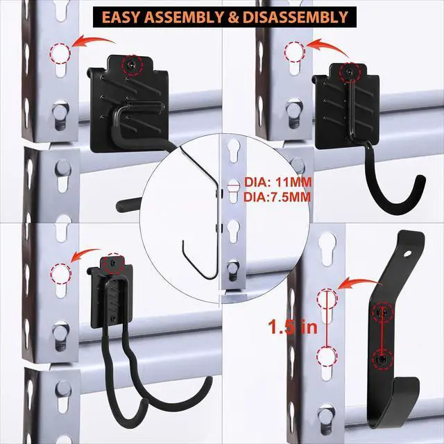 Alt view image 6 of 7 - Wallmaster Boltless Shelving Hooks for 1.5 inch Keyhole Shelving Unit 7 Pcs