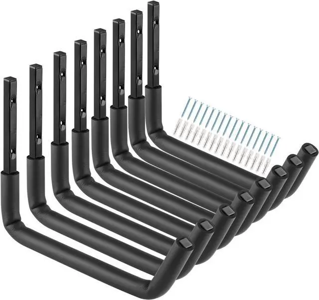Main image of Garage Storage Ladder Hooks with 12" Jumbo Arm, 8 Pack Heavy Duty Wall Mounted Storage Hanger Utility Organizer for Bicycle, Folding Chairs, Bike and Garden Tools