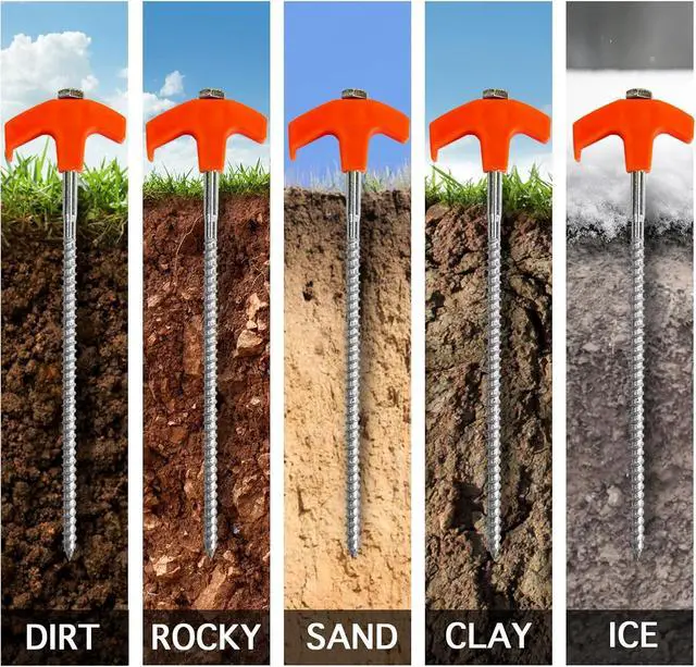 Alt view image 4 of 7 - 8" 30-Pack Screw in Tent Stakes Heavy Duty, Ground Anchors