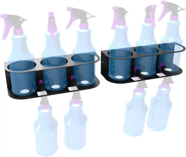 Main image of 2Pcs of 3 Spray Bottles Holder, Steel Wall Mount
