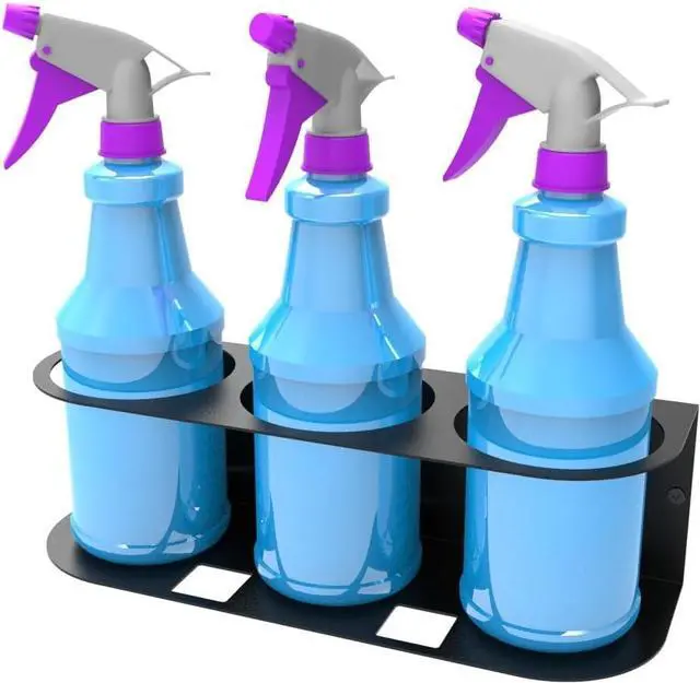 Alt view image 3 of 5 - 2Pcs of 3 Spray Bottles Holder, Steel Wall Mount