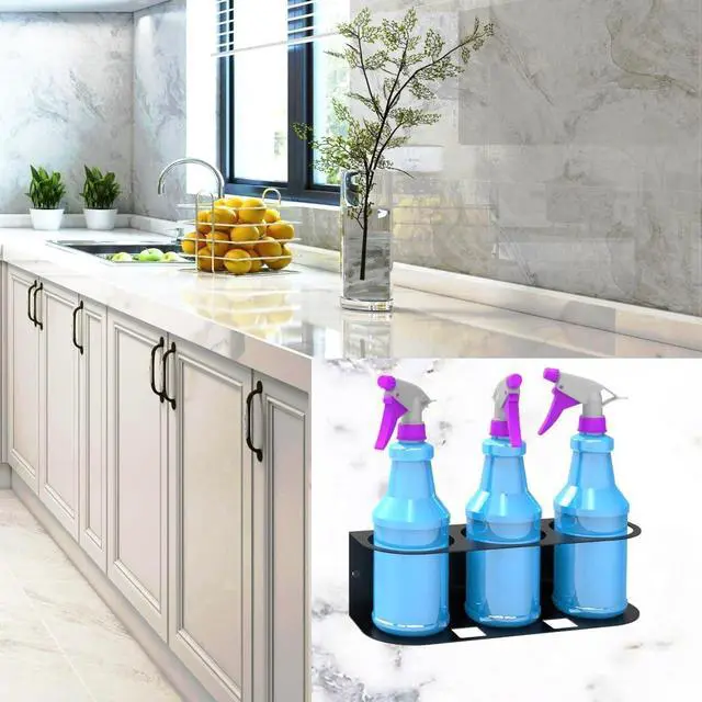 Alt view image 4 of 5 - 2Pcs of 3 Spray Bottles Holder, Steel Wall Mount