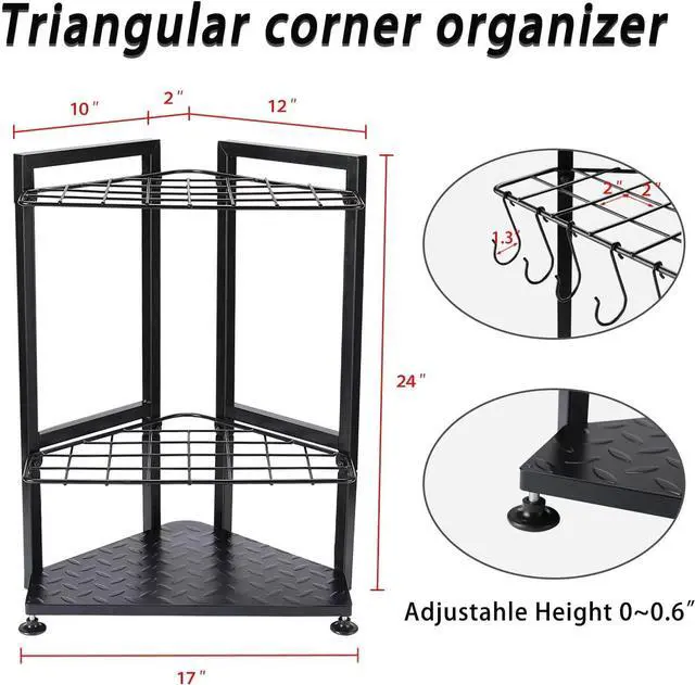 Alt view image 3 of 6 - YueTong Garden Tool Organizer for Corner,Yard Tools Rack for Garage Storage Organization,Garage Tool Holder Free Standing No Mount.Heavy Duty and Solid Metal for Indoor and Outdoor Use.