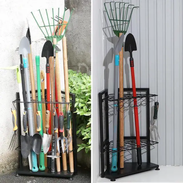 Alt view image 6 of 6 - YueTong Garden Tool Organizer for Corner,Yard Tools Rack for Garage Storage Organization,Garage Tool Holder Free Standing No Mount.Heavy Duty and Solid Metal for Indoor and Outdoor Use.