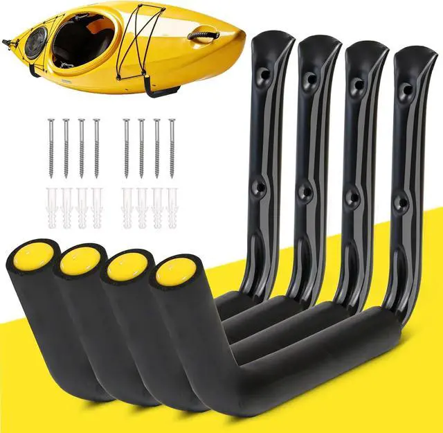 Main image of GEEDAR Heavy Duty Garage Storage Hooks -120 LB Capacity, 4packs, 15" Wall Mounted Rack for Hanging Kayak, Paddle Board, Ladders, Bikes Enforced Kayak Storage Hanger
