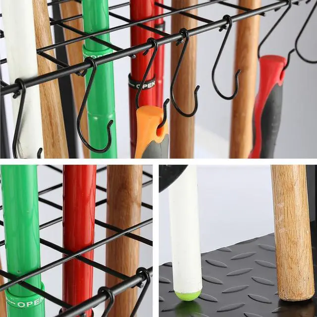 Alt view image 5 of 6 - YueTong Garden Tool Organizer for Corner,Yard Tools Rack for Garage Storage Organization,Garage Tool Holder Free Standing No Mount.Heavy Duty and Solid Metal for Indoor and Outdoor Use.