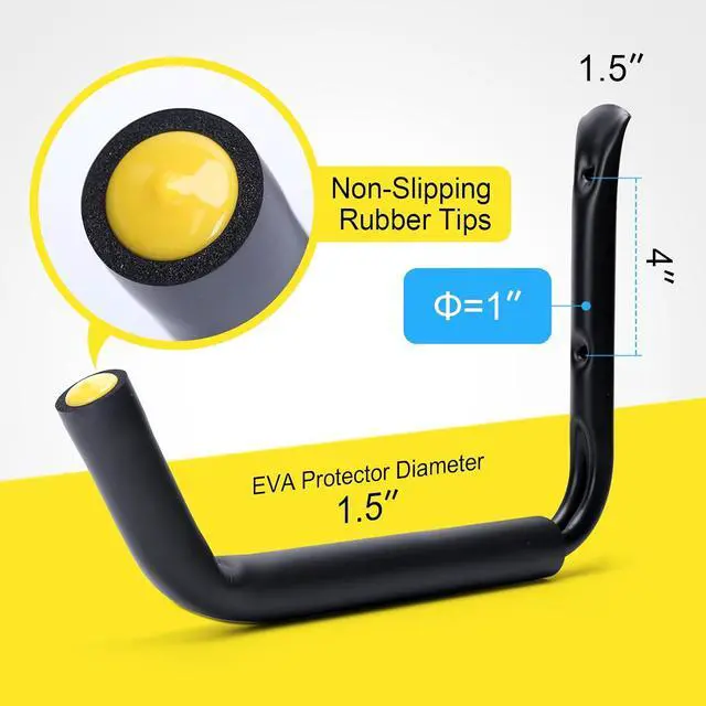 Alt view image 2 of 6 - GEEDAR Heavy Duty Garage Storage Hooks -120 LB Capacity, 4packs, 15" Wall Mounted Rack for Hanging Kayak, Paddle Board, Ladders, Bikes Enforced Kayak Storage Hanger