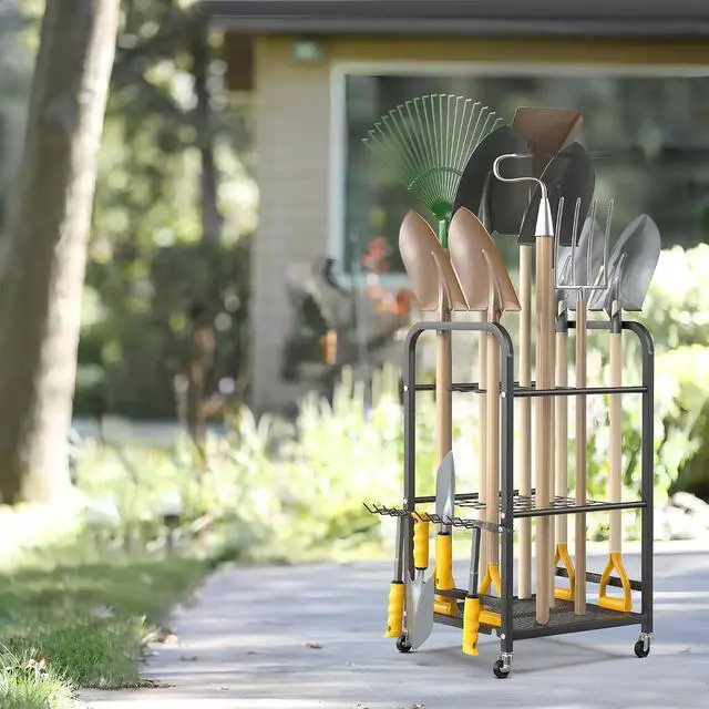 Alt view image 7 of 7 - Ultrawall Garden Tool Organizer Stand, Yard Tool Storage Rack with Wheels