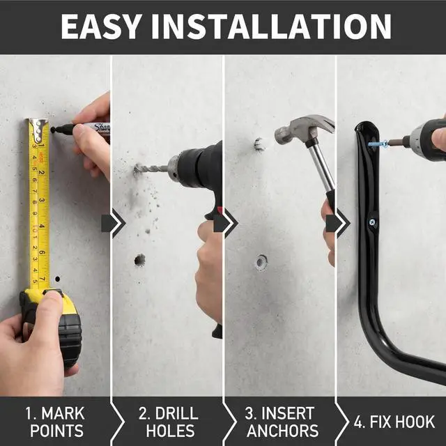 Alt view image 5 of 7 - Garage Storage Jumbo Arm Hook Heavy Duty Wall Mount Organizer Utility Garden Hanger with EVA Protector (6 Pcs 13" J Hooks)
