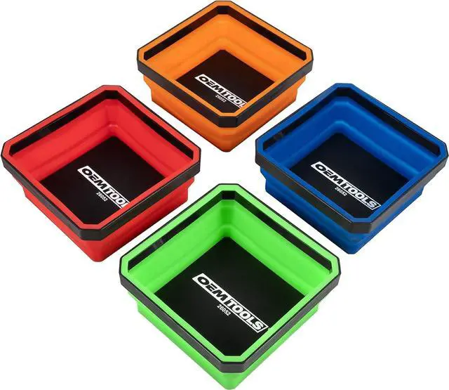 Main image of OEMTOOLS 26052 4-Pc Collapsible Magnetic Tray Set 4-1/2" for Small Parts
