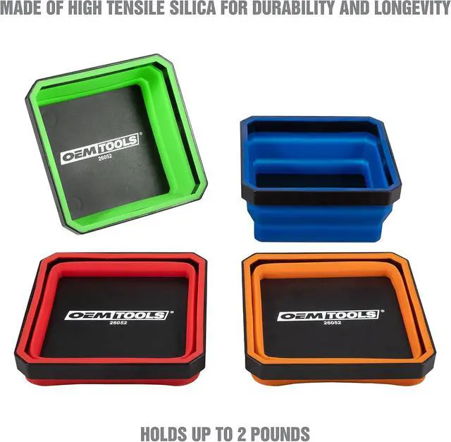 Alt view image 4 of 7 - OEMTOOLS 26052 4-Pc Collapsible Magnetic Tray Set 4-1/2" for Small Parts