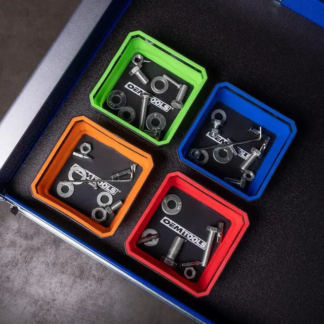 Alt view image 7 of 7 - OEMTOOLS 26052 4-Pc Collapsible Magnetic Tray Set 4-1/2" for Small Parts