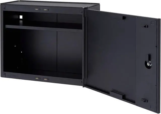 Alt view image 4 of 7 - Trinity 24 Inch Garage Wall Storage Cabinet, 22 Gauge Steel, Wall-Mount, Adjustable Shelf and Reversible Door for Tools, Cleaning Supplies, and More, Black