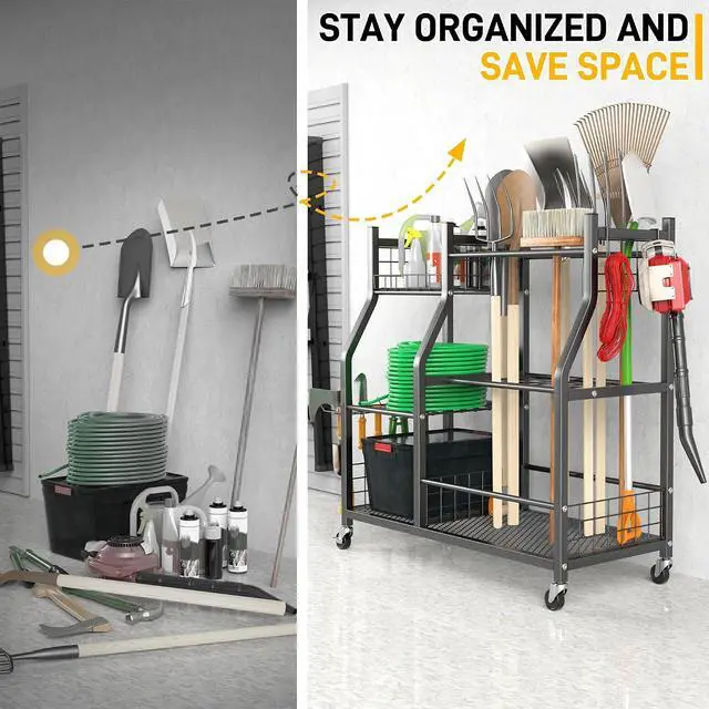 Alt view image 6 of 7 - Ultrawall Garden Tool Organizer Stand, Garage Tool Storage Rack with Wheels