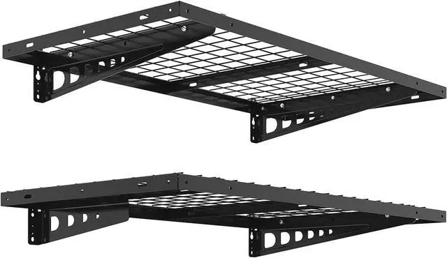 Main image of FLEXIMOUNTS 2x4ft Garage Storage, 2 Pack Garage Wall Shelving, Black