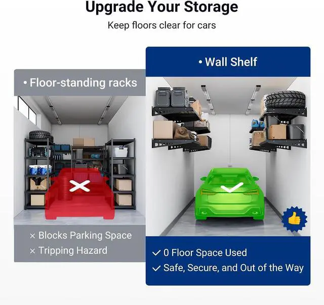 Alt view image 5 of 7 - FLEXIMOUNTS 2x4ft Garage Storage, 2 Pack Garage Wall Shelving, Black