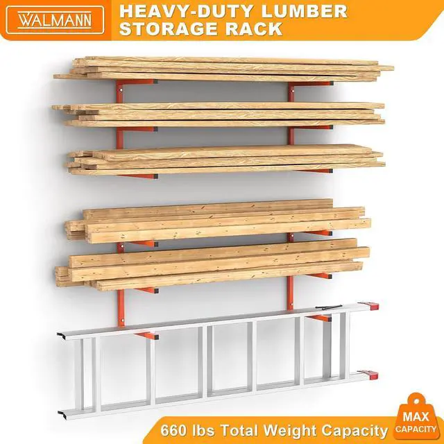 Alt view image 3 of 7 - WALMANN Garage Wall Mounted Lumber Storage Rack, Overhead Lumber Rack