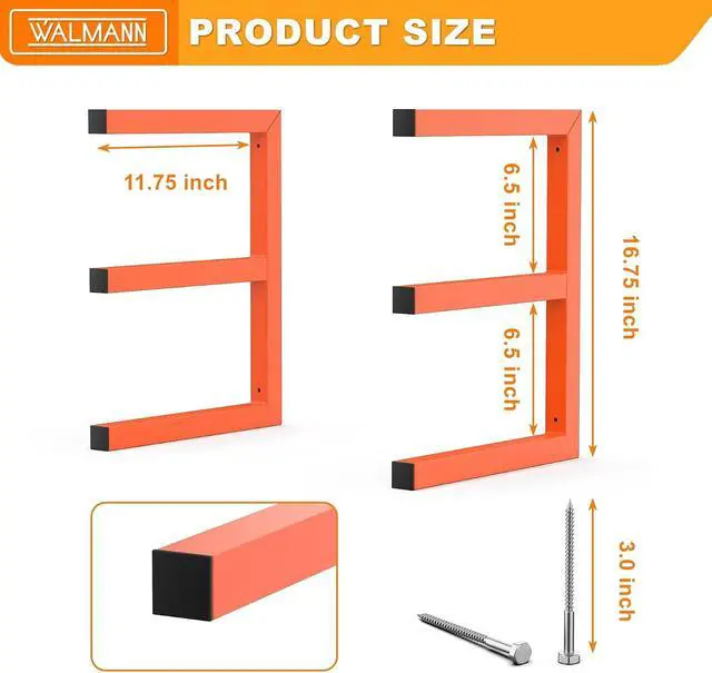 Alt view image 5 of 7 - WALMANN Garage Wall Mounted Lumber Storage Rack, Overhead Lumber Rack