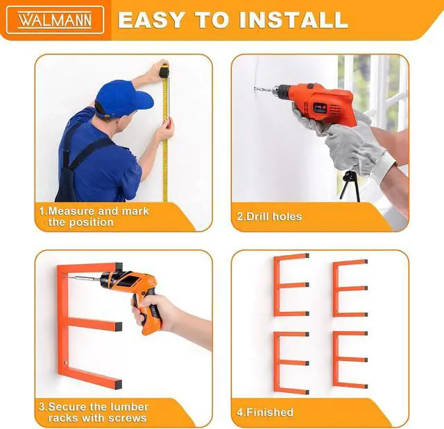 Alt view image 6 of 7 - WALMANN Garage Wall Mounted Lumber Storage Rack, Overhead Lumber Rack