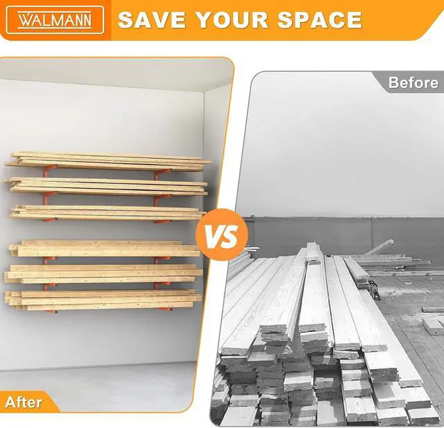 Alt view image 7 of 7 - WALMANN Garage Wall Mounted Lumber Storage Rack, Overhead Lumber Rack
