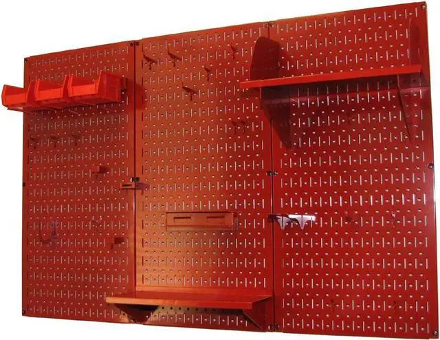 Alt view image 2 of 5 - Wall Control Pegboard Organizer 4 ft. Metal Pegboard Standard Tool Storage Kit with Red Toolboard and Red Accessories