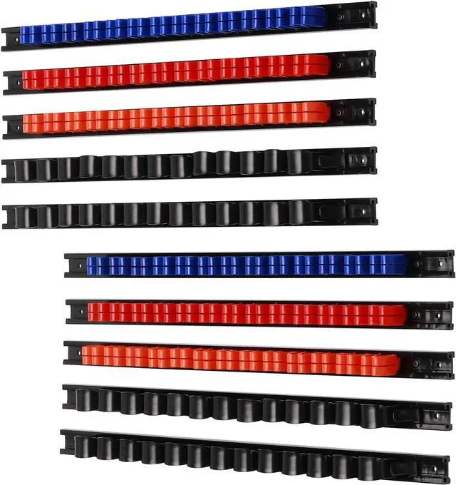Main image of CASOMAN 10 pcs Screwdriver Organizer and Wrench Organizer, Wall Mount, Hand Tool Holder, Plastic Rail Wrench Hanger with Clips