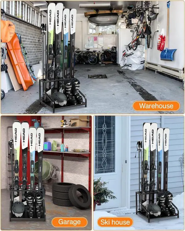 Alt view image 6 of 6 - FHXZH Ski Storage Rack for Garage - Freestanding Ski Holders