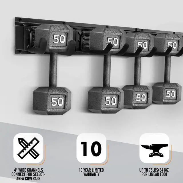 Alt view image 4 of 7 - SMARTOLOGY Modular Heavy-Duty Steel Garage Tool Storage Rack - 150 lbs Weight Capacity Weather-resistant Powder-Coated Wall Mount Organizer for Shovels, Rakes, Ladders & Landscaping Equipment