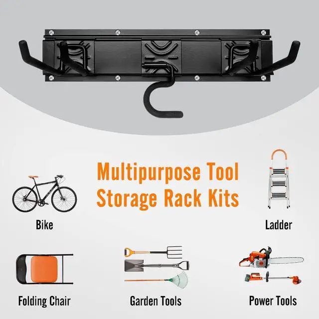 Alt view image 5 of 7 - SMARTOLOGY Modular Heavy-Duty Steel Garage Tool Storage Rack - 150 lbs Weight Capacity Weather-resistant Powder-Coated Wall Mount Organizer for Shovels, Rakes, Ladders & Landscaping Equipment