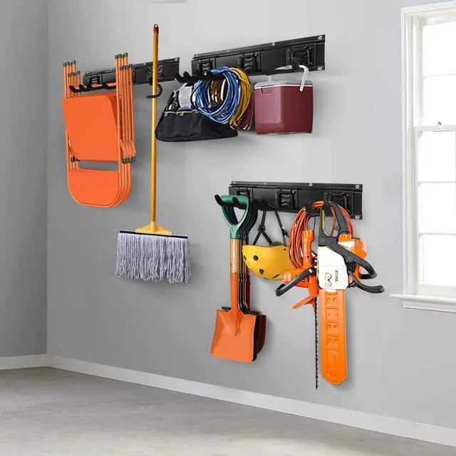 Alt view image 7 of 7 - SMARTOLOGY Modular Heavy-Duty Steel Garage Tool Storage Rack - 150 lbs Weight Capacity Weather-resistant Powder-Coated Wall Mount Organizer for Shovels, Rakes, Ladders & Landscaping Equipment