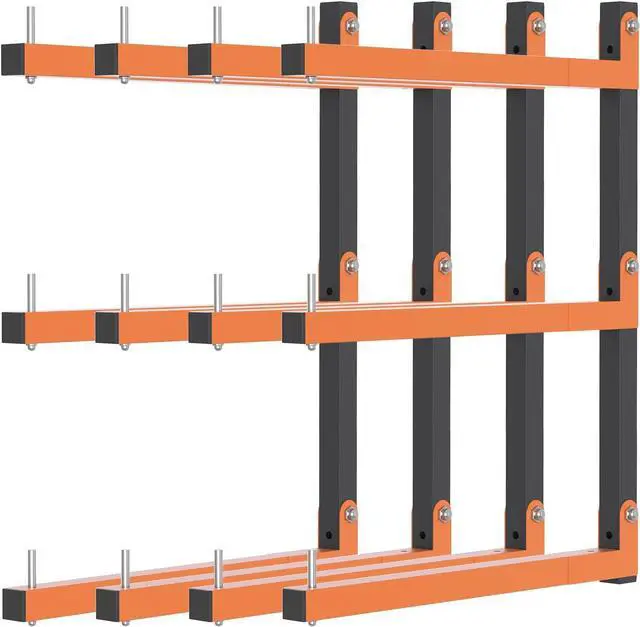 Main image of Riciakik Lumber Rack Wall Mount, Lumber Storage Rack, Heavy Duty Wood Storage Racks with 6-Level System, 720 lb Sturdy Garage Wood Organizer, Orange Lumber Metal Racks for Indoor and Outdoor (4 PACK)