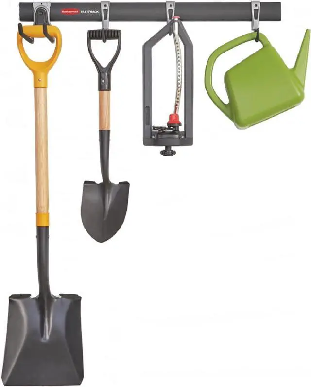 Main image of Rubbermaid FastTrack Garage Storage Utility Hooks 5 Piece Black All in One Rail Hook Kit and Tool Organizer Heavy Duty for Home/Garage/Shed/Garden