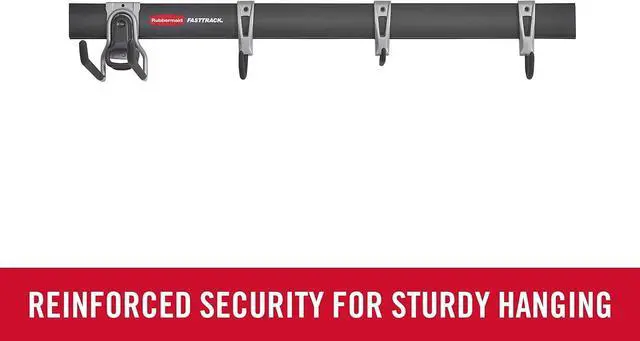 Alt view image 2 of 7 - Rubbermaid FastTrack Garage Storage Utility Hooks 5 Piece Black All in One Rail Hook Kit and Tool Organizer Heavy Duty for Home/Garage/Shed/Garden