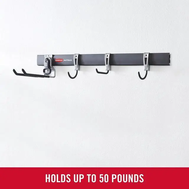 Alt view image 4 of 7 - Rubbermaid FastTrack Garage Storage Utility Hooks 5 Piece Black All in One Rail Hook Kit and Tool Organizer Heavy Duty for Home/Garage/Shed/Garden