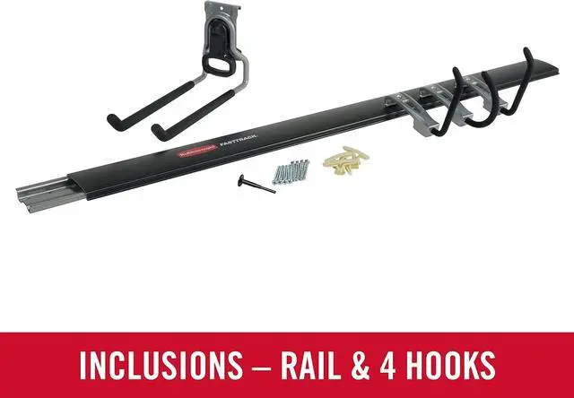 Alt view image 5 of 7 - Rubbermaid FastTrack Garage Storage Utility Hooks 5 Piece Black All in One Rail Hook Kit and Tool Organizer Heavy Duty for Home/Garage/Shed/Garden
