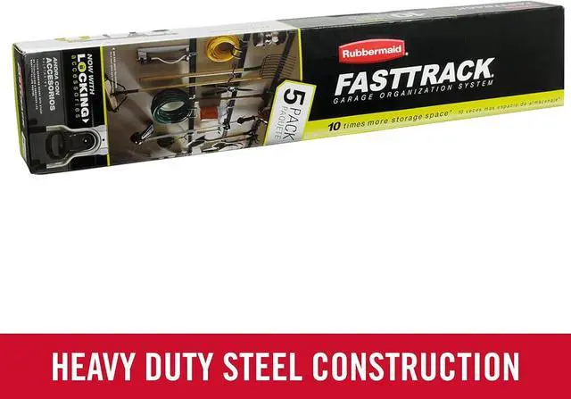Alt view image 6 of 7 - Rubbermaid FastTrack Garage Storage Utility Hooks 5 Piece Black All in One Rail Hook Kit and Tool Organizer Heavy Duty for Home/Garage/Shed/Garden